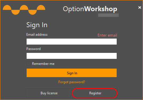 OptionWorkshop register