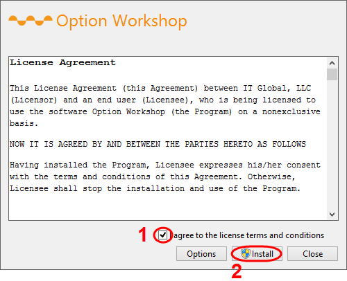 OptionWorkshop license terms