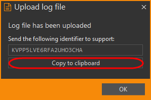 Upload log file